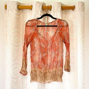 Lucky Brand Boho See-Through Top